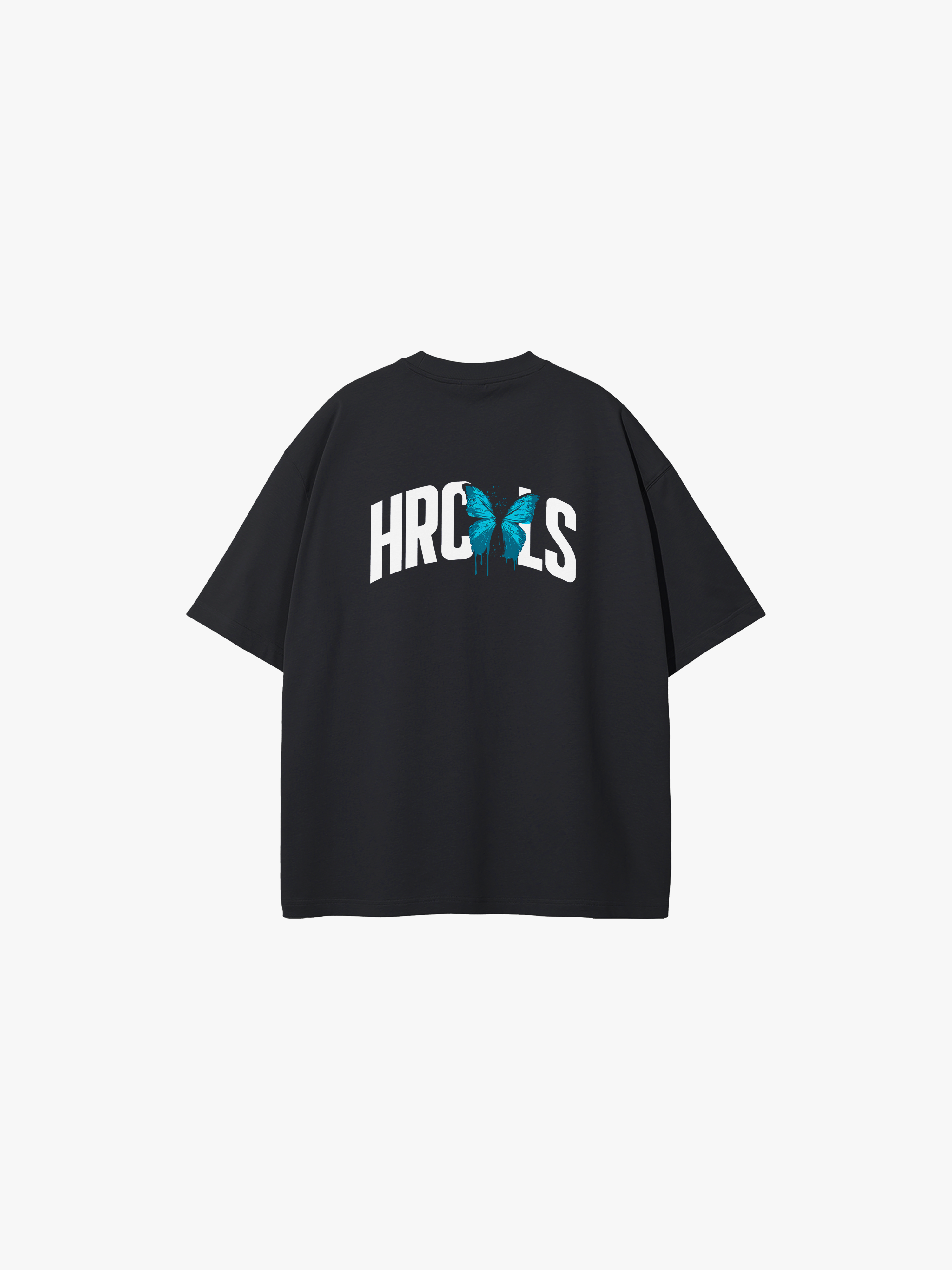 HERCXLES: Butterfly Oversized T-Shirt - Black back flat lay